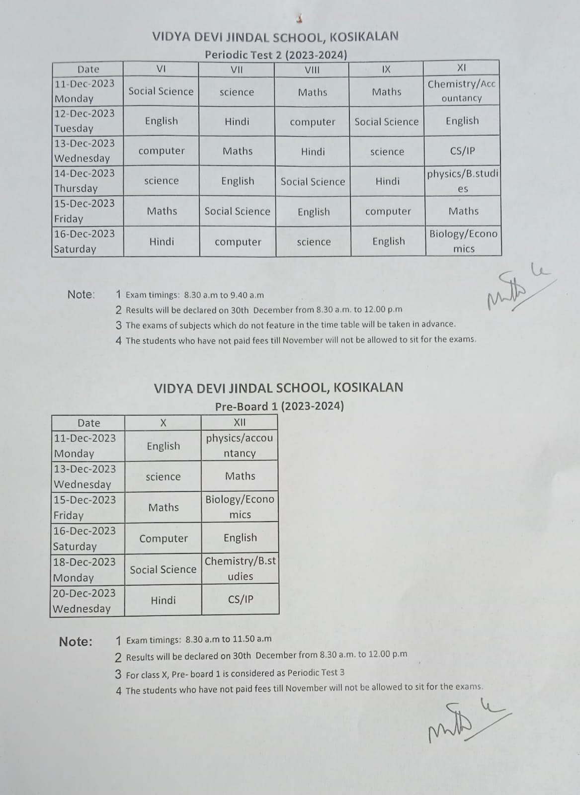 Commencing Pre-board and PT2 Exams 2023